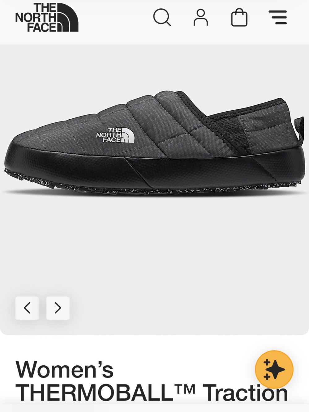 The North Face Quilted Slip-On Mule - Gray and Black
